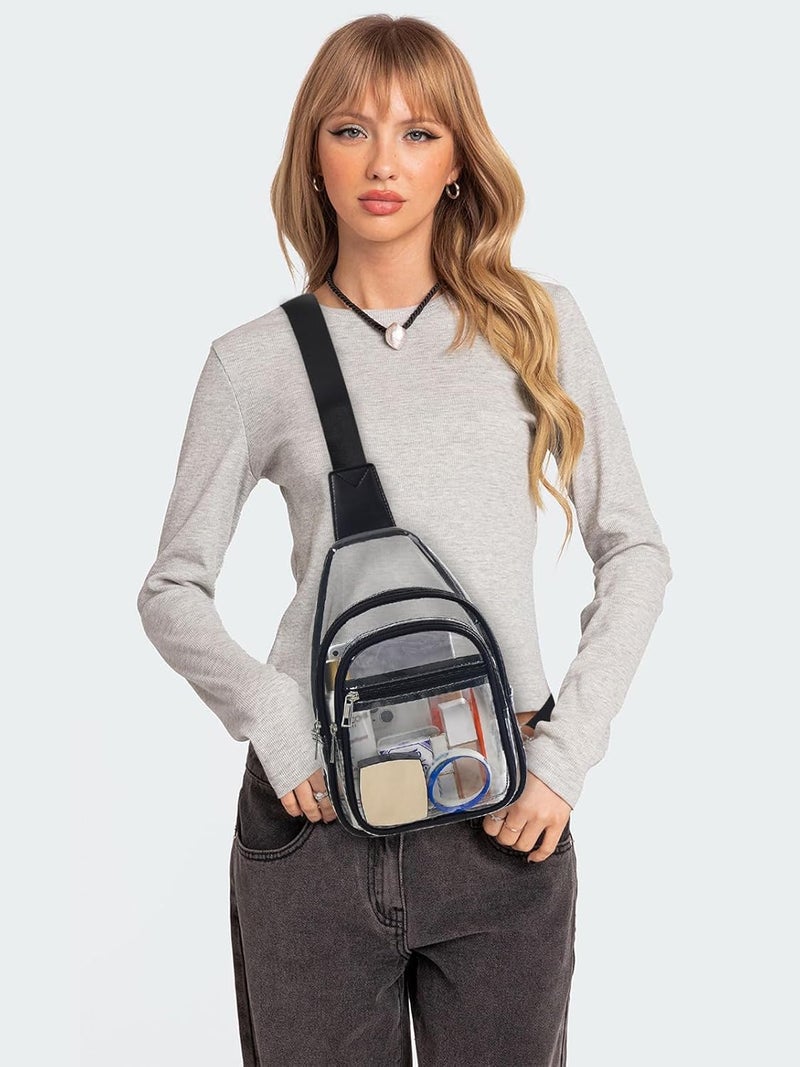 Flowston Store 3 Pockets Clear Bag for Stadium Events Large Clear Sling Crossbody Backpack Fanny Pack Concert Purses for Women Men - Image 3